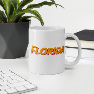 Sunrise Brew White Glossy Mug: Sip the Florida Sunshine