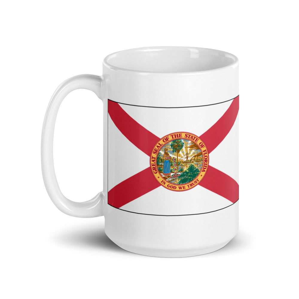 White Glossy Mug: Your Daily Dose of Florida Sunshine